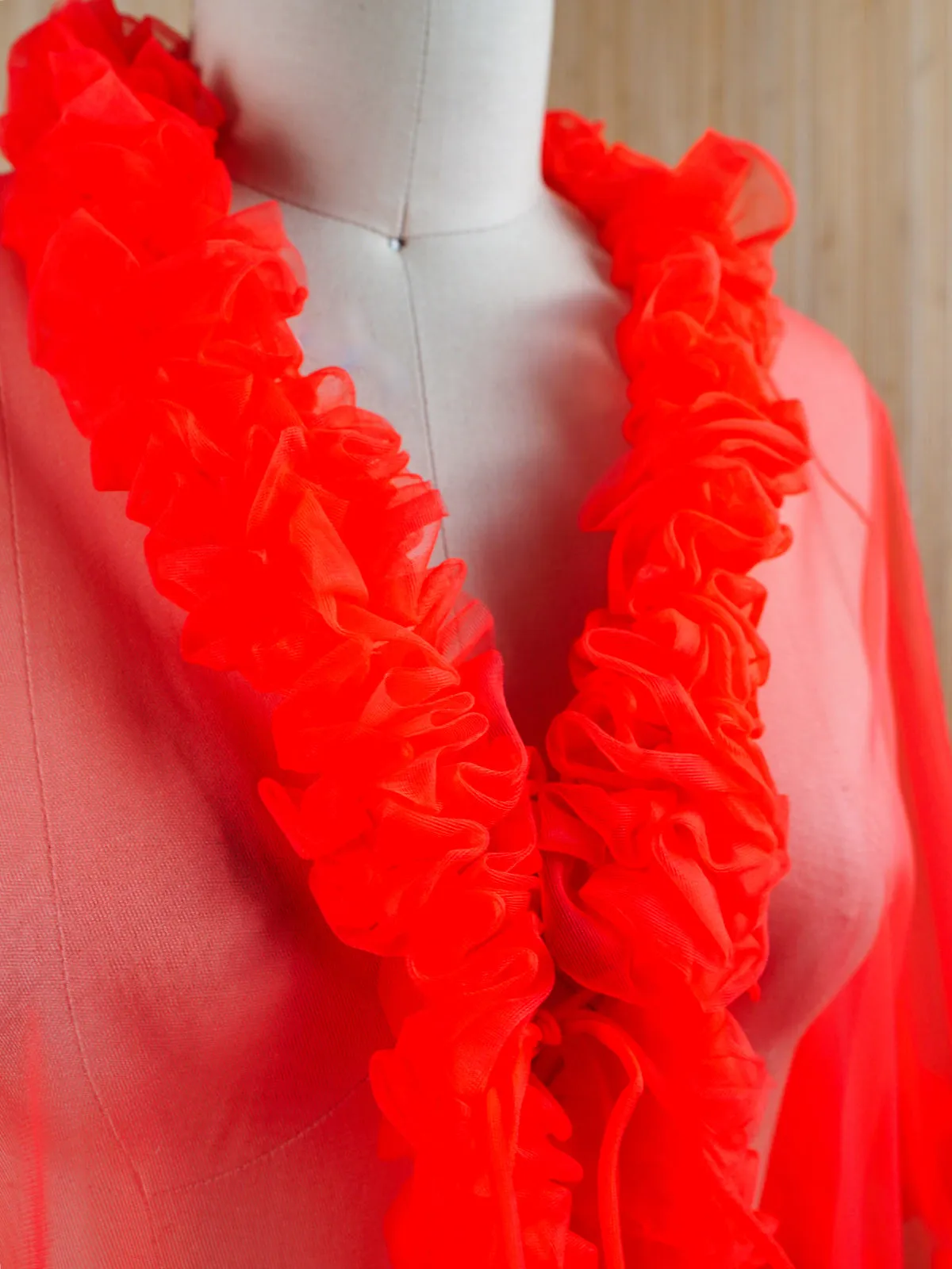 Vintage Sheer Pink Ruffle Robe